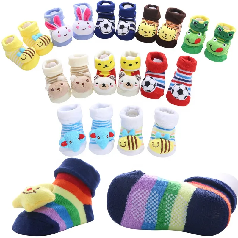 Spring and Summerenewtst Floor Socks 3D Animal Denimn Socks Dolls Baby Girls Boys Summer Opp Bag Kids Socks Picture Knitted Crew