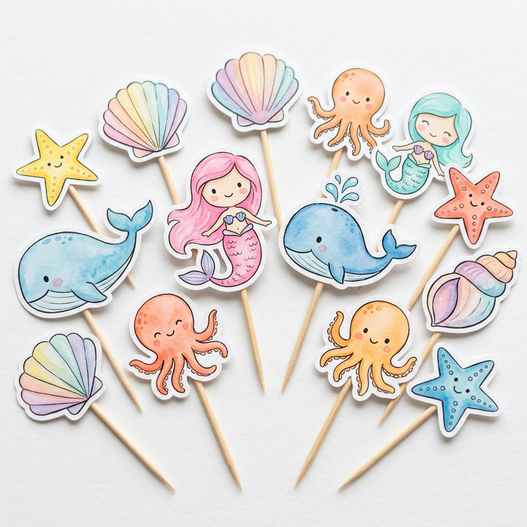 Blue Under the Sea Mermid cup cake topper