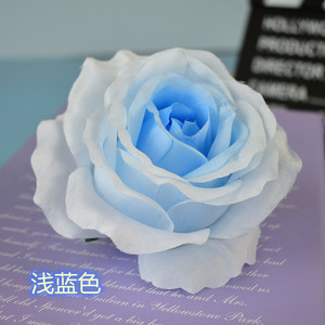 便宜的人造红玫瑰花朵生动的单花玫瑰织物玫瑰花/叶子花环