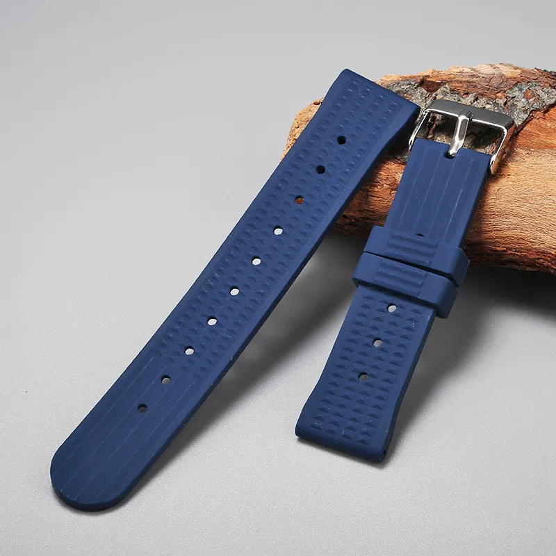 Customized Simple Silicone Rubber Strap 20mm 22mm Blue 007 Canned Abalone Fashionable For Android Ios Strap