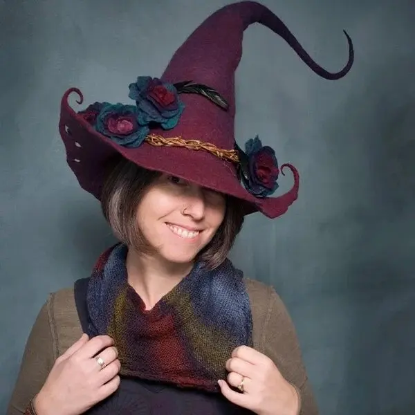 Sombrero de bruja de fieltro para Halloween, suministros de diseño para fiestas, 2022