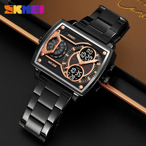 SKMEI 2229 orologio da uomo con doppio Display 4 volte impermeabile rettangolare custodia con cronografo allarme e Timer di conteggio delle luci stile popolare - Product Image 1