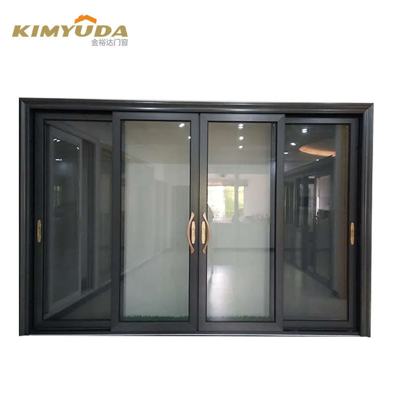 Porta d'ingresso moderna in vetro temperato a impatto in alluminio alluminio telai per porte scorrevoli in vetro