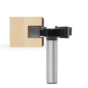 <strong>Black</strong> Coating 3-blade T-type Milling <strong>Cutter</strong> 12mm 1/2 Shank Cleaning Bottom Milling <strong>Cutter</strong> Woodworking Tools Router Tools