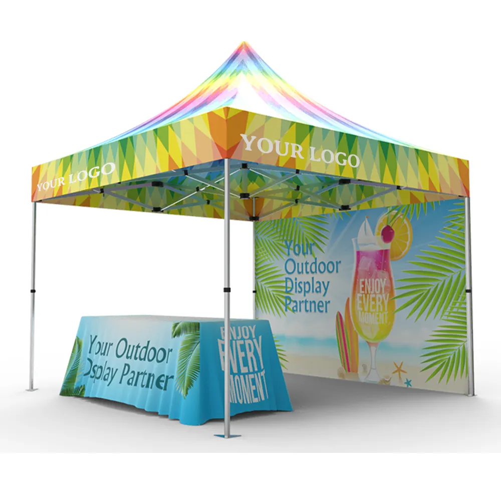Logotipo da festa dobrável do oem, tenda de evento personalizada pop-up para exibição de 10x10 pés para marquee gazebo, barracas
