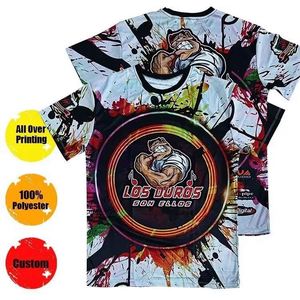 High Quality Stretch <strong>Elastic</strong> Full All Over <strong>Print</strong> Sublimation Polyester OEM Sublimation <strong>Print</strong> T-Shirt Full All Over Screen <strong>Print</strong> - Product Image 6