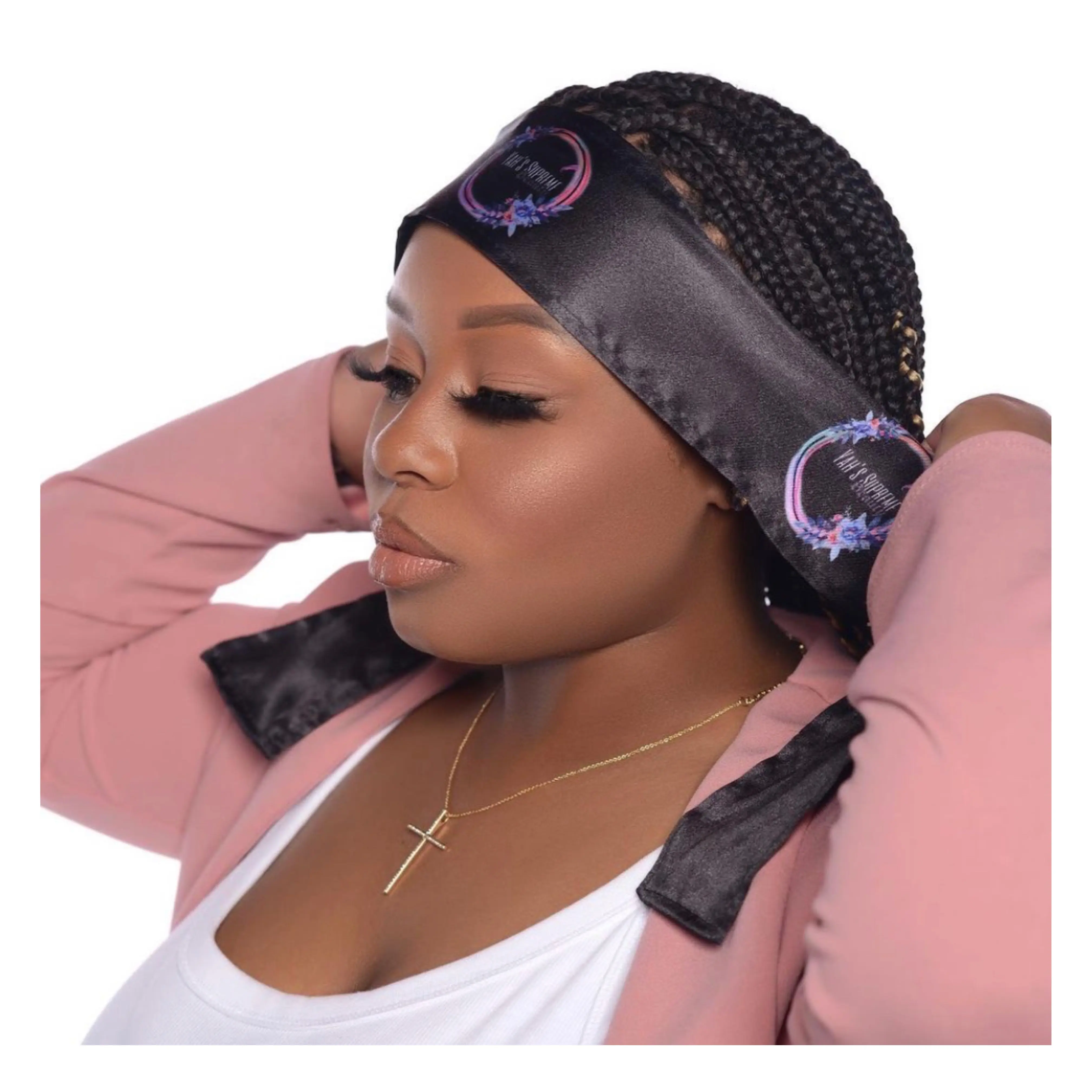 Good quality satin headwrap silk edge wrap for women custom egde band with logo wholesale