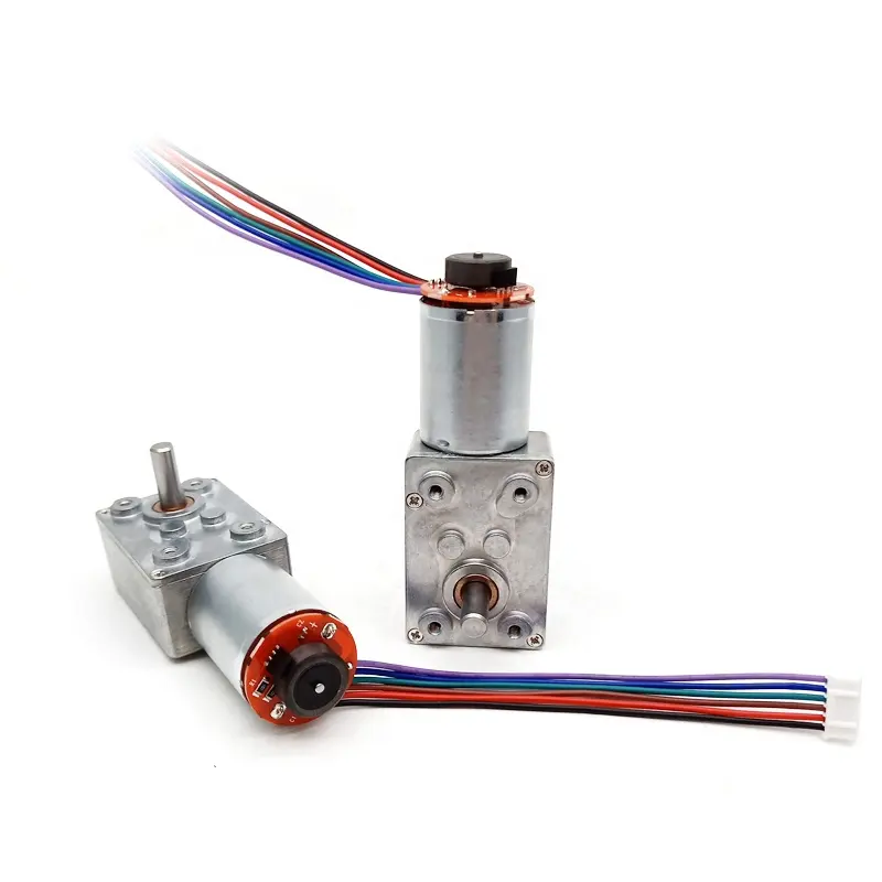 Sikat Magnet Permanen Elektrik 6V 12V 24V 370 Motor DC Plus Gigi Motor Cacing Torsi Tinggi 32*46Mm dengan Enkoder Pilihan