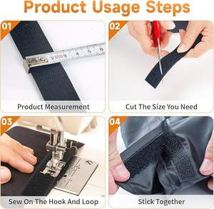 Hersteller Großhandel Günstiger Preis Anpassbare Größe Nylon Klett band rolle für Bekleidungs zubehör - Product Image 3