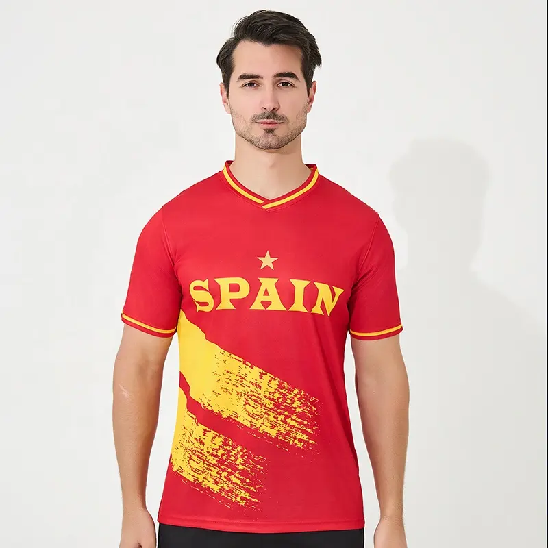 Uniforme de fútbol de España de nuevo estilo, entrega rápida, camiseta de fútbol profesional, ropa personalizada con nombre, número, ropa de fútbol