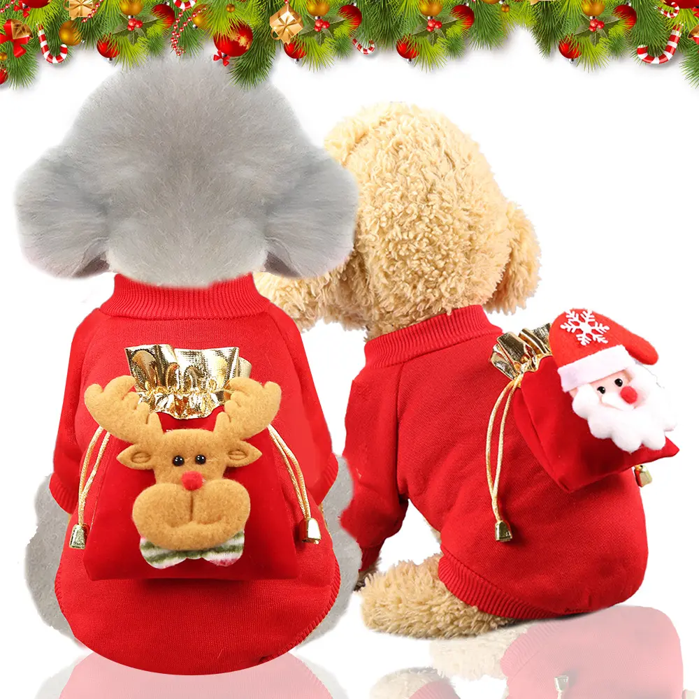 เสื้อผ้าสุนัขใส่ให้ความอบอุ่นสำหรับเทศกาลคริสมาสต์,ชุดคอสตูมสุนัขบูลด็อกฝรั่งเศสสำหรับสัตว์เลี้ยงเสื้อผ้าสำหรับฤดูหนาว