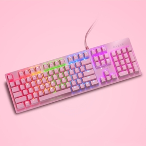 Razer Huntsman Tournament RGB Lighting Wired Gaming Mechanical <strong>Keyboard</strong>, Linear Optical Axis (Pink)