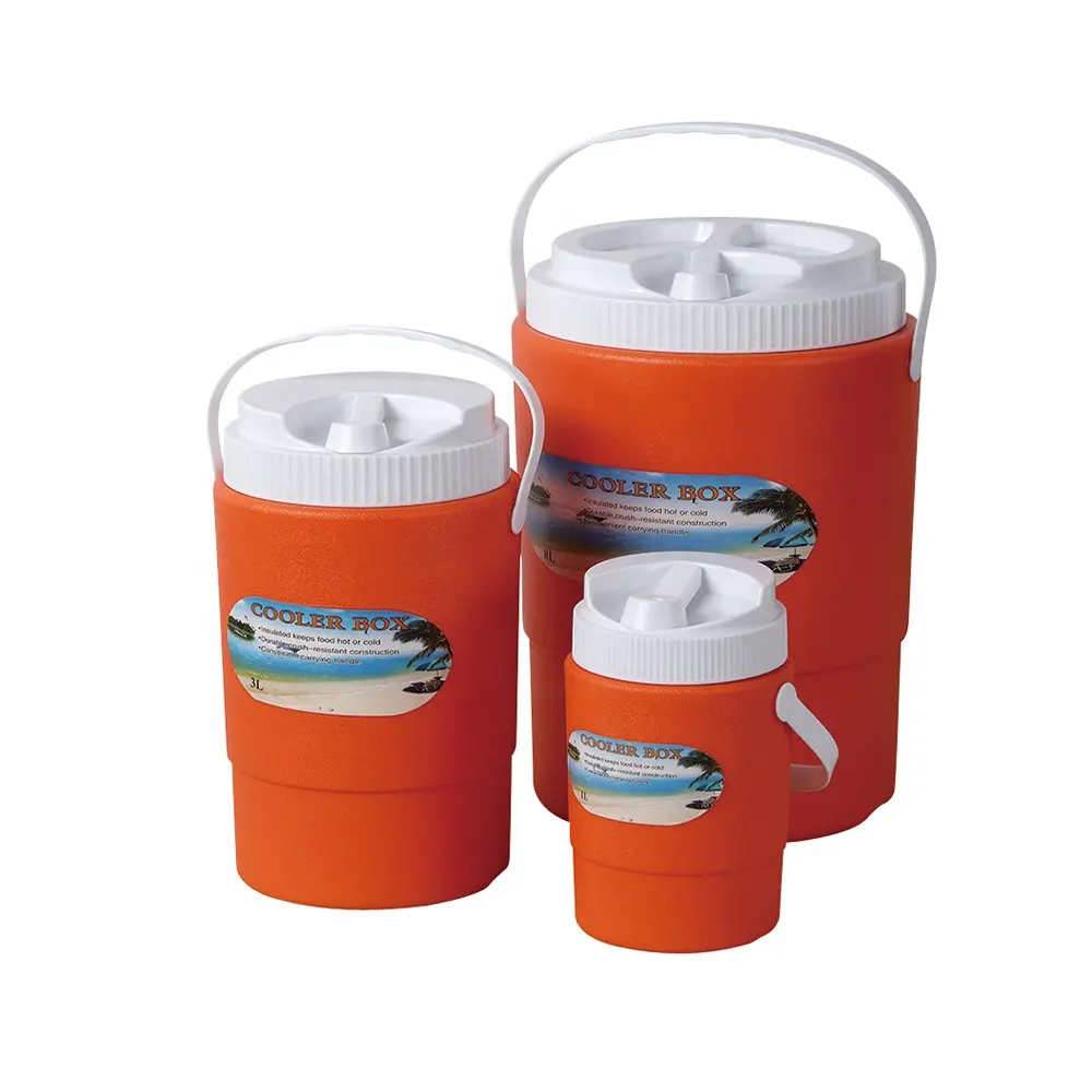 Enfriador de hielo de plástico duradero para motocicleta, Enfriador de hielo aislado para acampada, 1L, 3L, 8L, para beber cerveza, juego portátil de enfriador de vino con mango