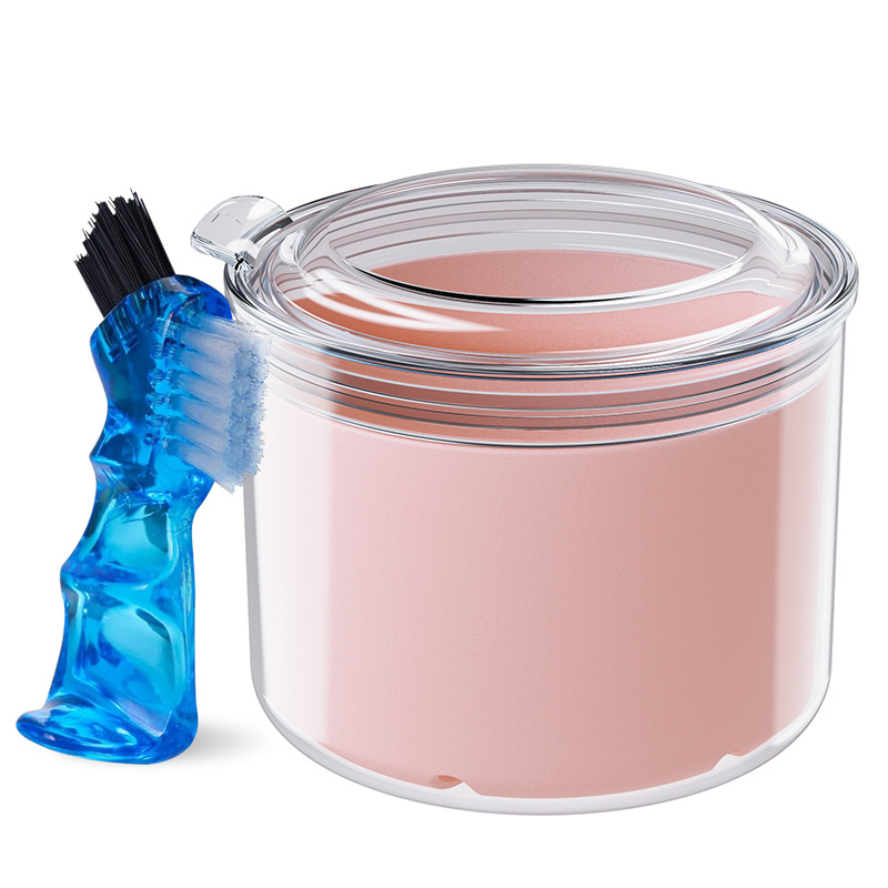 Boîte de nettoyage-brosse de nettoyage rose transparente