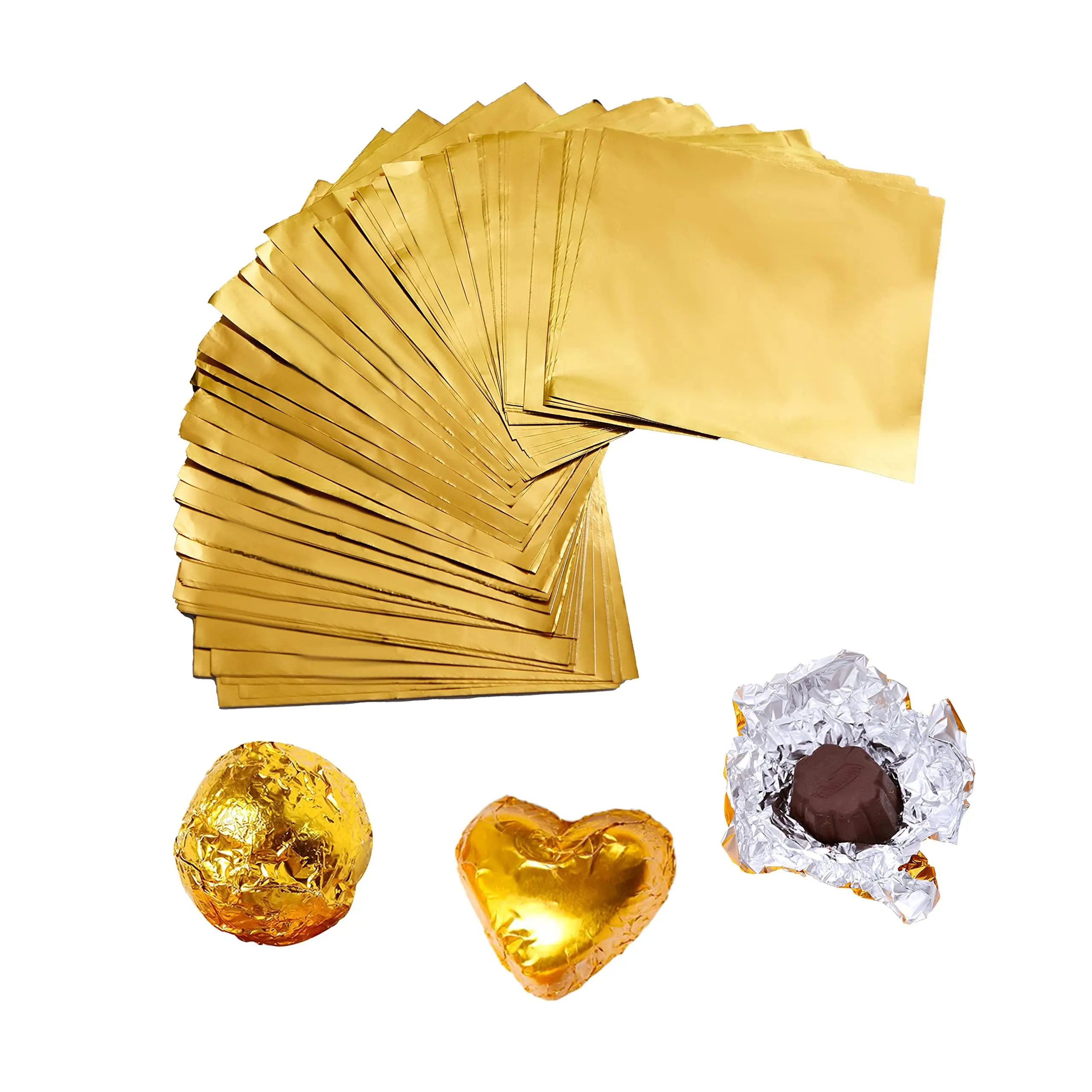 Meraviglioso regalo usa e getta per uso alimentare Candy Square Golden alluminio Chocolate Wrapping Foil per il matrimonio della festa fai da te