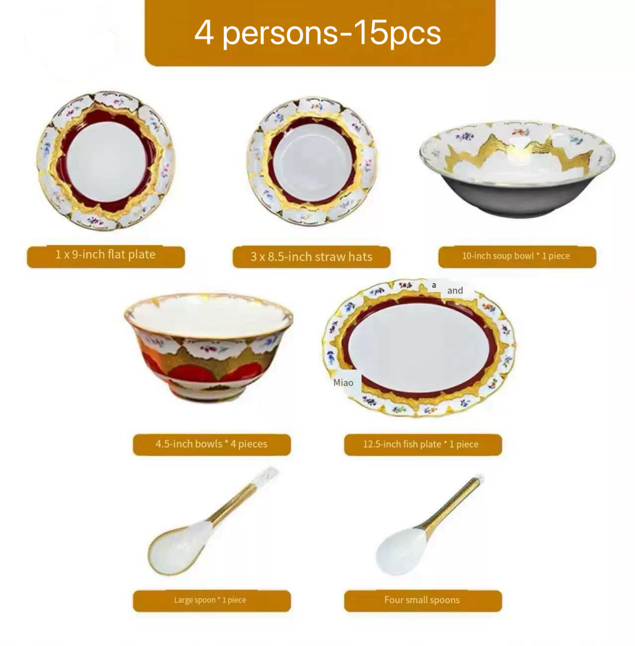 Golden-4 persons-15 pcs