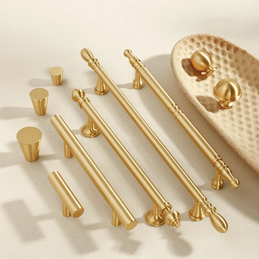 Hersteller Solid Pure Brass Hardware Gold Küchen schrank Kleider schrank Kommode Schubladen schrank Türgriff für Möbel