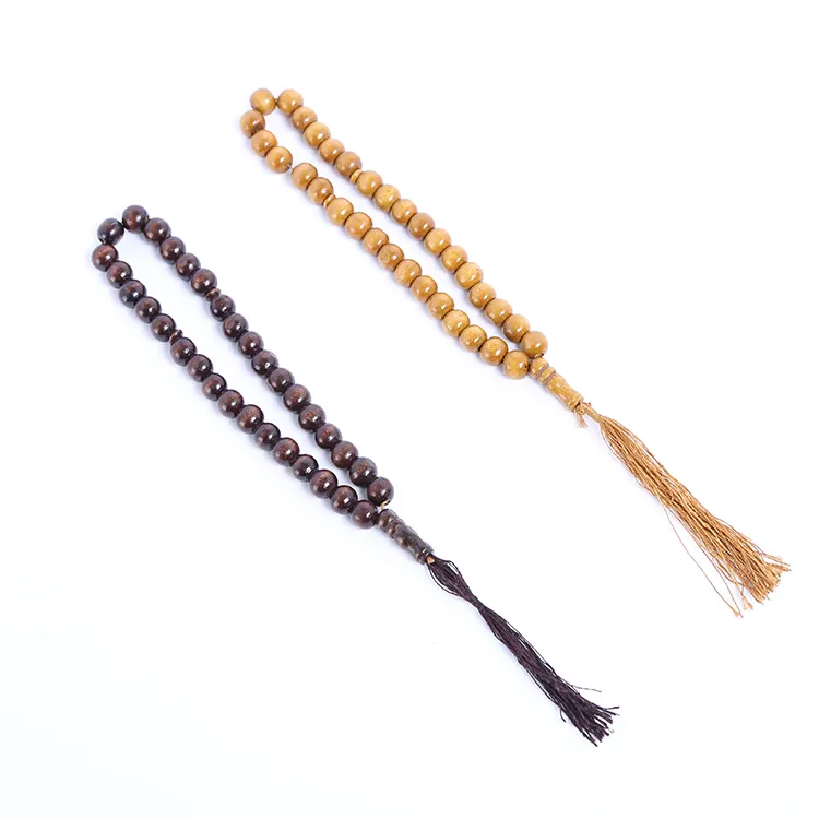 Handmade Wooden Beads Bracelet Girl Tassel Pendant Prayer Beads Rosary Muslim Tasbih Bracelet