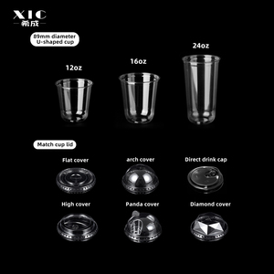 Disposable Transparent 12oz 16oz 24oz U Shape <strong>Plastic</strong> <strong>Cup</strong> Coffee Bubble Tea Smoothie Juice <strong>Plastic</strong> <strong>Cups</strong> With Lid