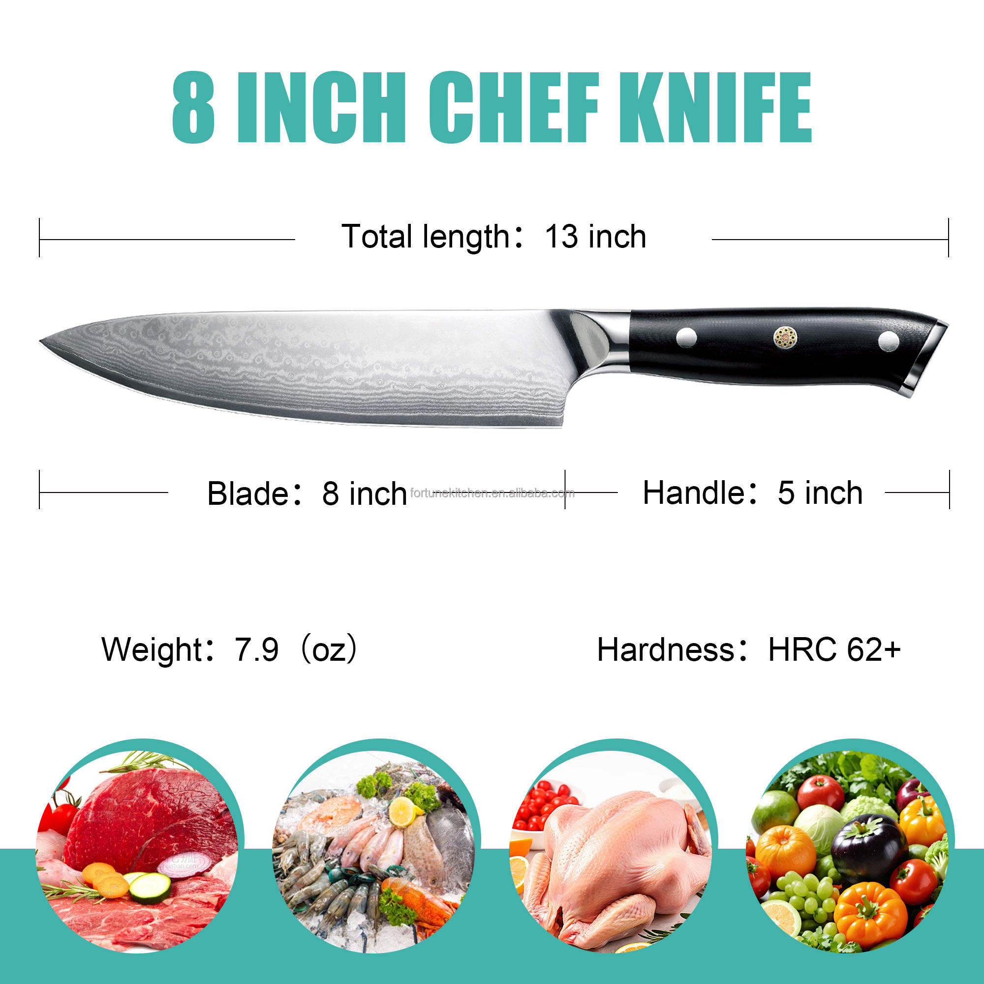 Cuchillo Chef mango color negro
