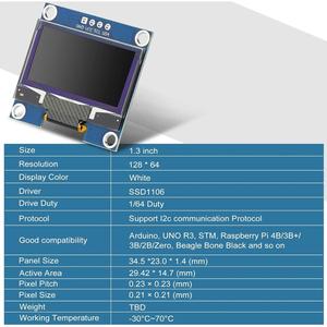 1 pezzo blu/bianco 1.3 pollici IIC OLED modulo Display 128x64 Pixel SH1106 modulo schermo compatibile con/Raspberry Pi - Product Image 2