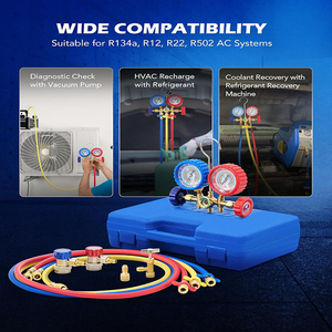 5ft Zelfsluitende Ac Spruitstuk <span class=keywords><strong>Gauge</strong></span> Set Voor Freon Lading Kit Lek Adapter Slangen Koelmiddel Kan Tikken Voor Airconditioner - Product Image 4