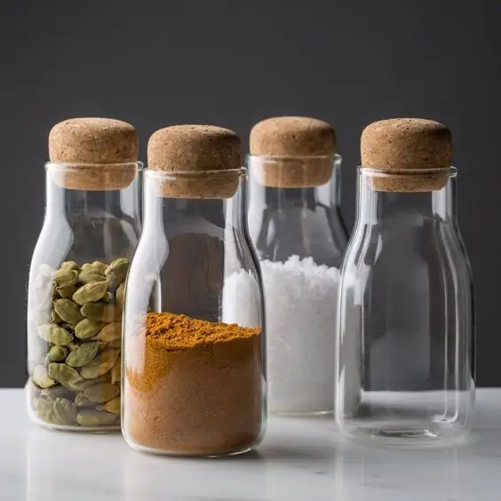 corky modern glass Spice jars Cork & Glass Kitchen Storage Bottles
