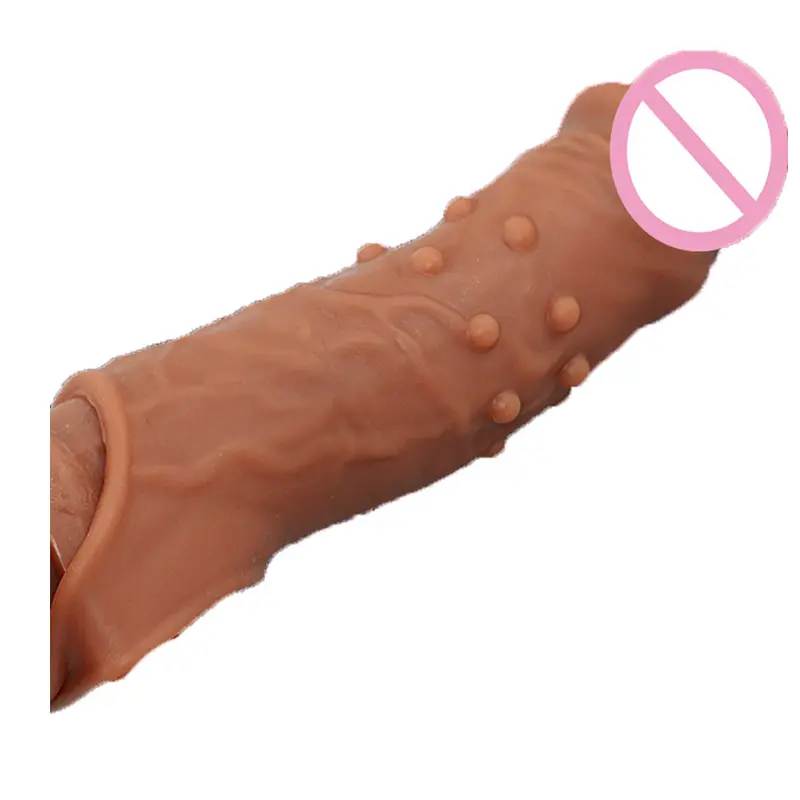 Realistici riutilizzabili in Silicone estensione pene manica pene ingranditore preservativi Delay Dildo Enhancer giocattoli sessuali per gli uomini