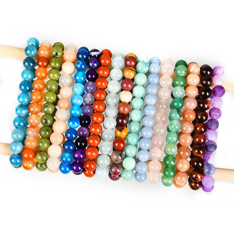 Handmade Elastic Bracelet Natural Stone Beads Crystal Multicolor Bracelet Female Male Gem