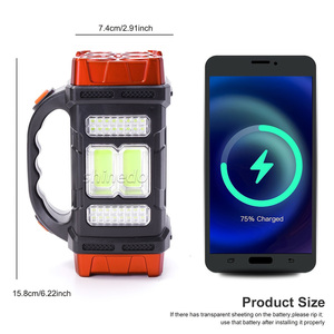 COB đa chức năng Cắm Trại Ngoài Trời Đèn pin USB năng lượng mặt trời có thể sạc lại dẫn ABS cơ thể tìm kiếm di động làm việc Torch đèn pin - Product Image 3