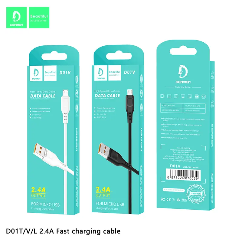 DENMEN-cable de datos para iPhone 2.4A, cable de datos de carga rápida tipo c para iPhone, venta directa de fábrica