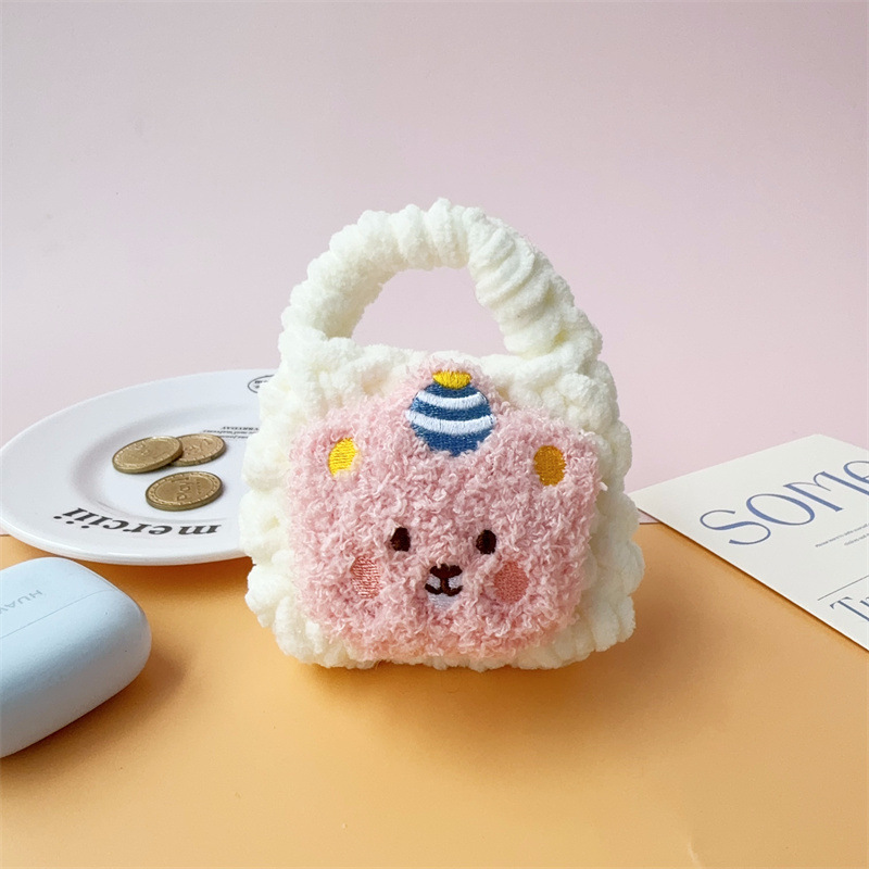 Sac tricoté tête d'ours rose anniversaire-blanc-118cm