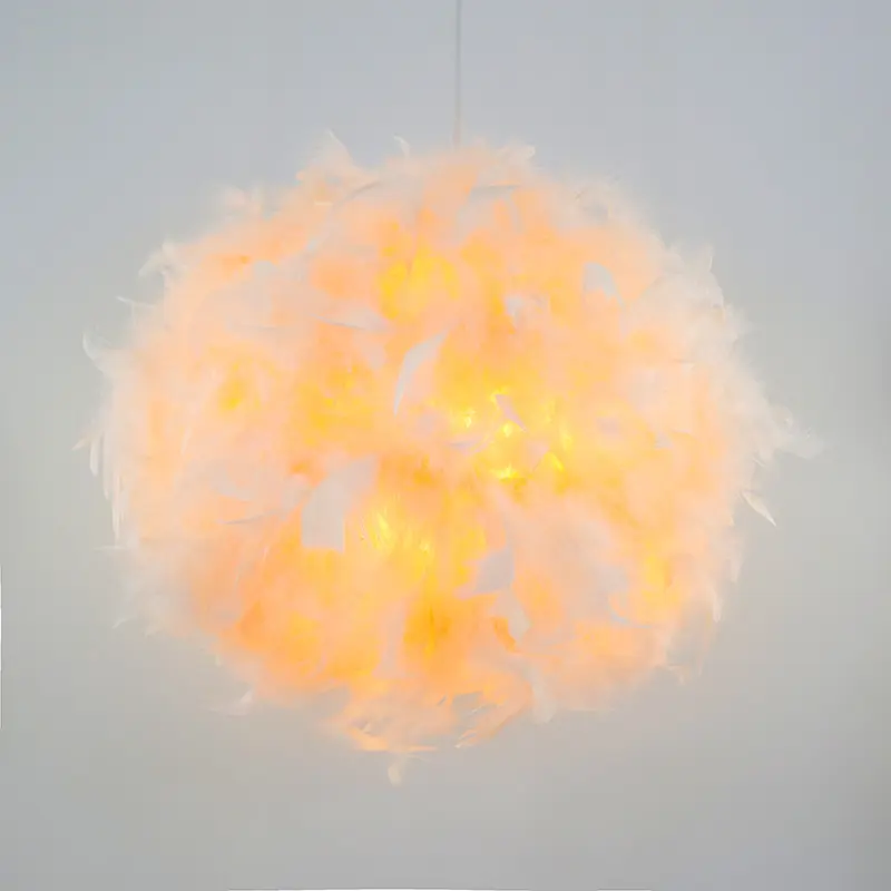 Lampe suspendue en forme de boule de plumes pour chambre à coucher, Chandelier de décoration de Loft