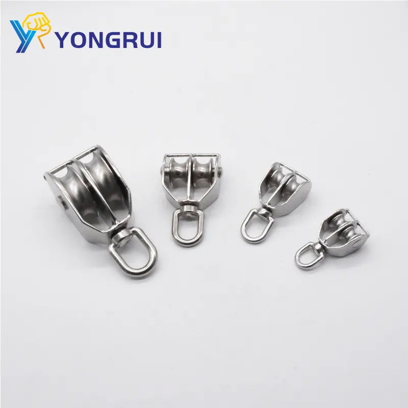 High Quality M15-M100 Wire Rope Fitting Double Wheel Swivel Pulley With Ball Bearing