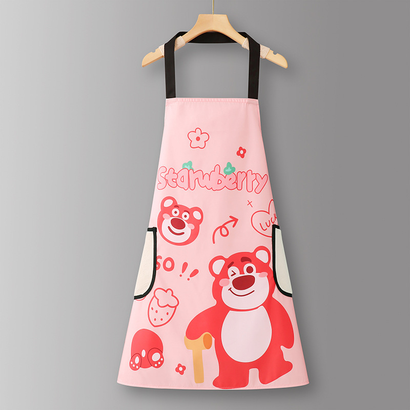 Toalla de mano impermeable con recubrimiento de oso rosa-SJ613Halter