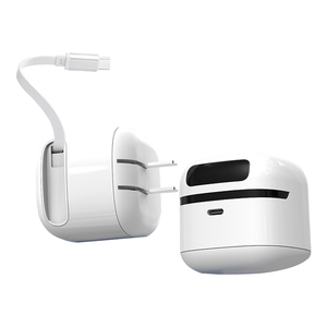 Double Port <strong>Output</strong> 65W <strong>Multiple</strong> Devices <strong>USB</strong> Charging Hub Built in Type C Cable AC Retractable Desktop Wall Charger - Product Image 1