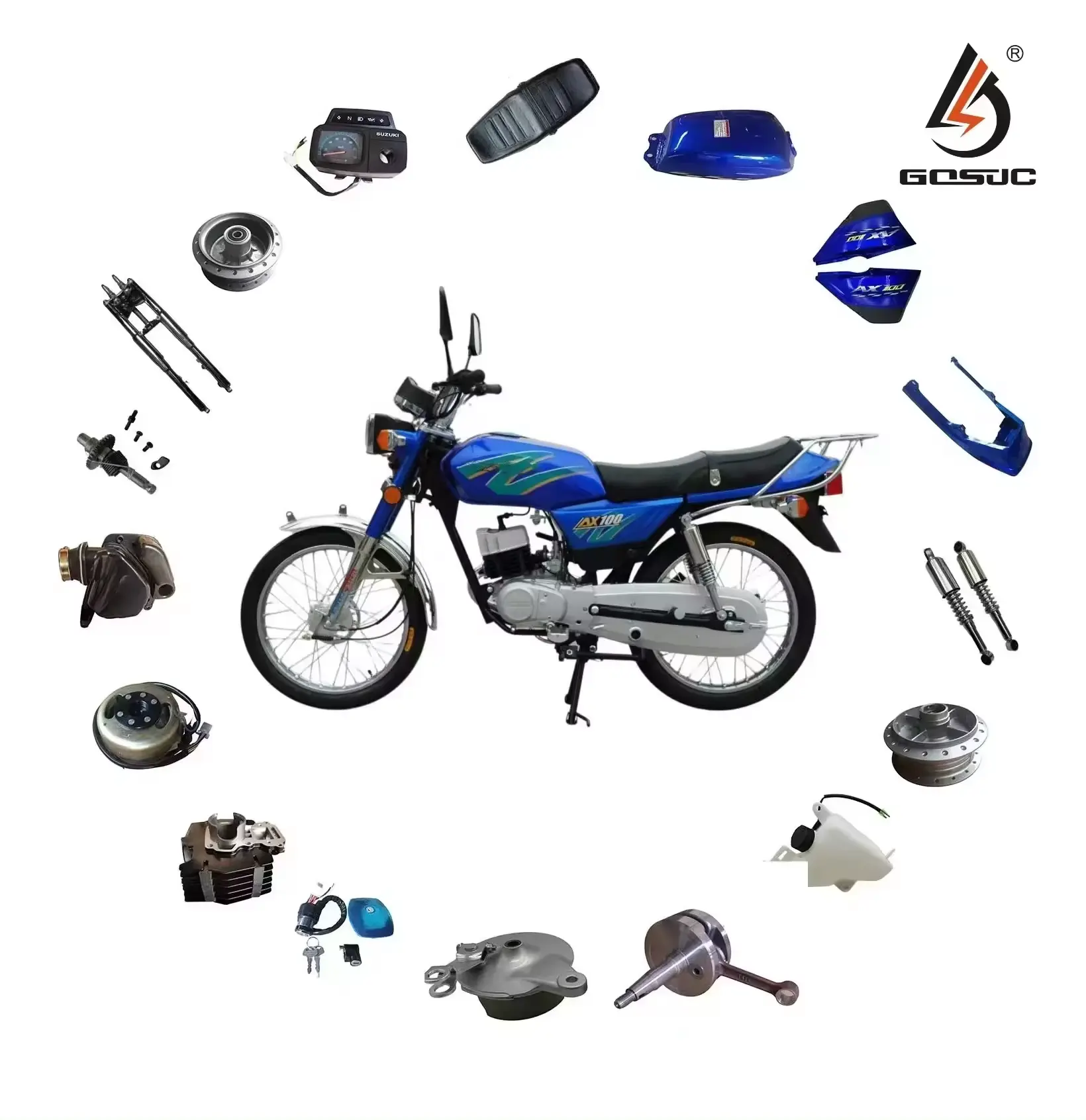 Hochwertige Suzuki AX100 Motorrad-Ersatzteile CNC Aluminiumlegierung Motorzylinder Kolben-Ringleuchte gebrauchter Zustand-Alle Teile