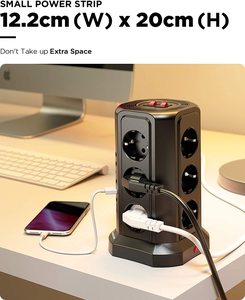 5 USB 12 yollu soket kule ve 5 USB çok soket soket şerit dalgalanma koruması ile 5 m kablo güç şeridi - Product Image 4