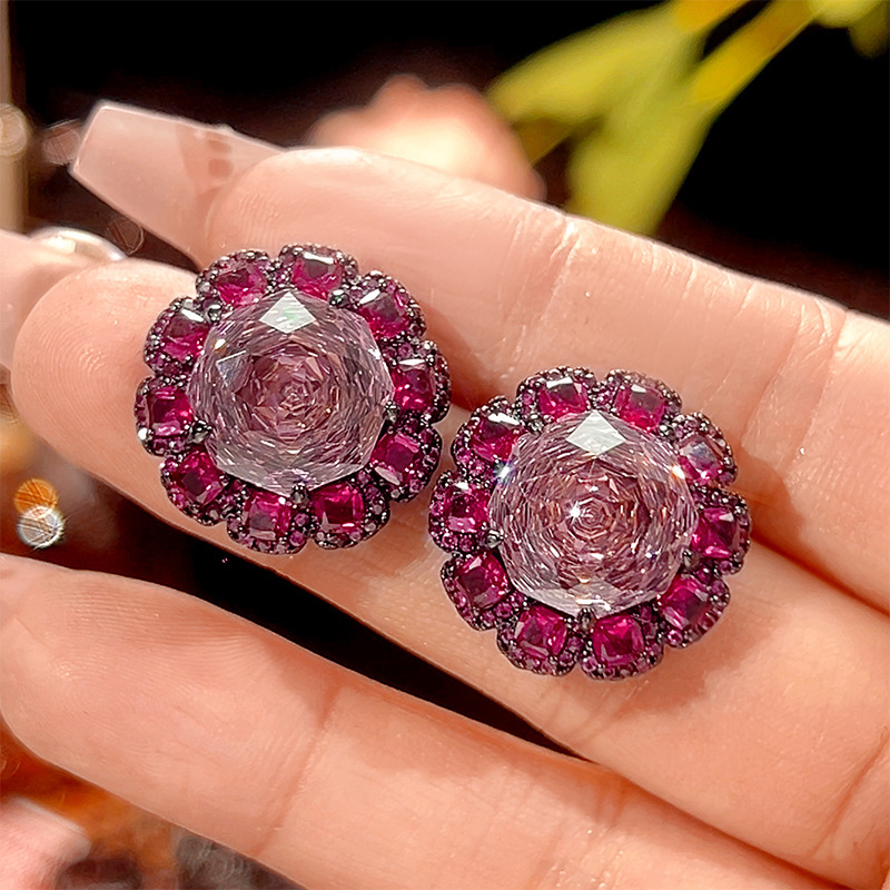 Black gold dried rose earrings