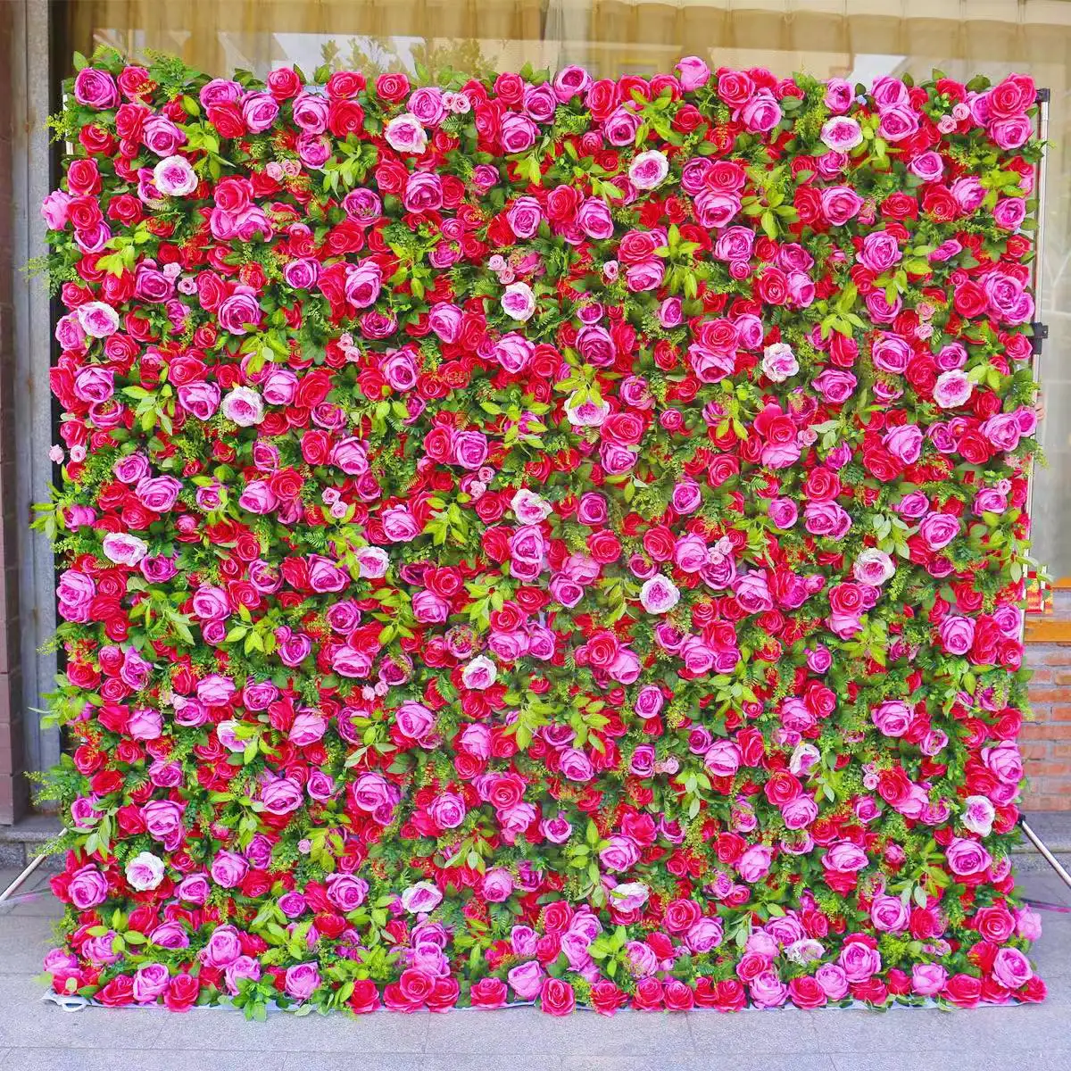 Hot Sale Fabric Bottom Artificial Flower Wall 3D Artificial Red Peony Flower Wedding Backdrop for Event Wedding Decoration