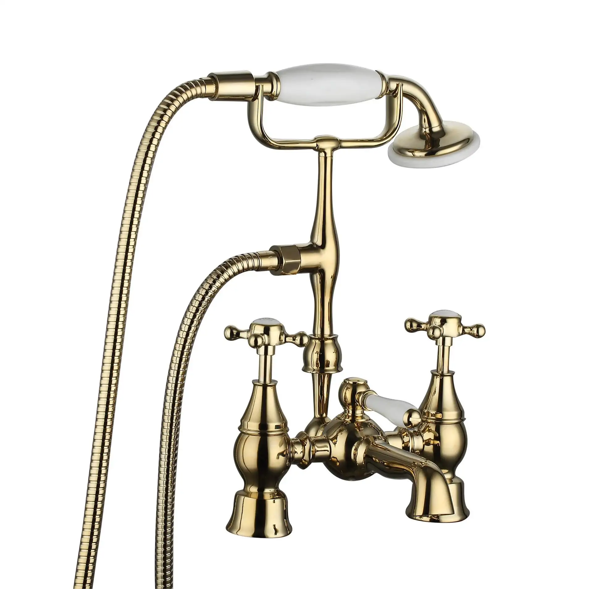 Classico piano stile Vintage rubinetti riempitivi romani in ottone vasca da bagno Kit rubinetto doccia con telefono a forma di soffione palmare