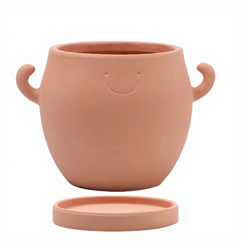 Hombre gordo sonriente de cerámica roja, tamaño grande de 24 cm.