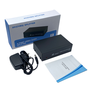 Divisor de audio y vídeo FJGEAR de 4 puertos, 1 entrada y 4 salidas, divisor AV de cuatro puertos (CVBS), ancho de banda plug and play, divisor AV HD de 250MHz
