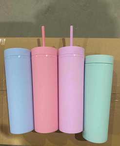 Özel sıska akrilik mat çift duvar 16oz plastik kapak ve saman ile kahve bardağı bardak - Product Image 5