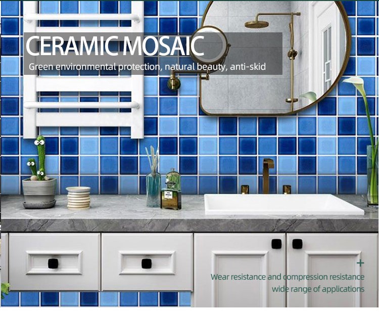 306x306mm blue look like plum blossoms pattern mosaic thickness 6mm ceramic mosaic for dinning room