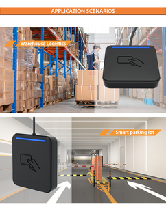 UHF-RFID-Desktop-Lesegerät mit großer Reichweite 860-960MHz Frequenzkarten-Etiketten leser mit NFC-USB-Kommunikation schnitts telle Kunststoff material