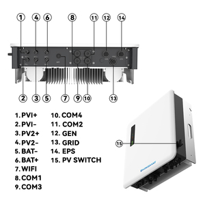 8KVA 10VA 12VA Inversor solar híbrido Multi MPPT String Inverter Triple potencia de salida (6KW 12KW) IP65 400V.a. C String Inverter