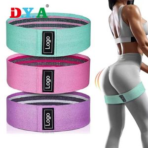 Bandas de bucle de resistencia elástica de tela de algodón y poliéster con estampado de color personalizado para ejercicio de yoga - Product Image 1