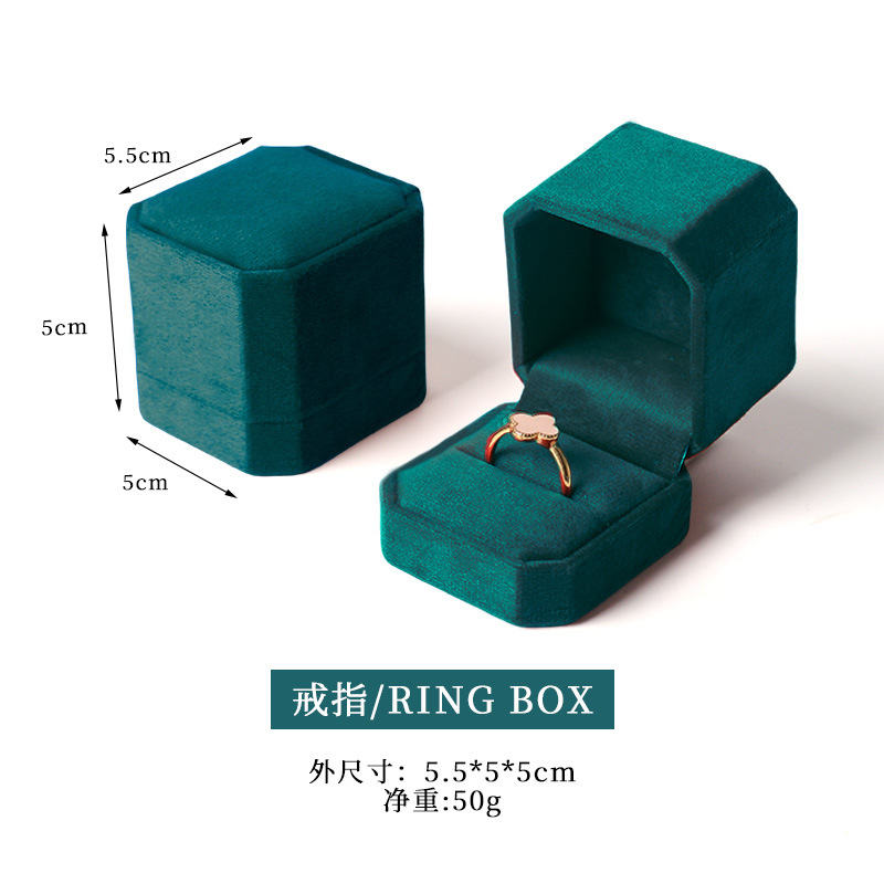 Caja para anillos verde pavo real