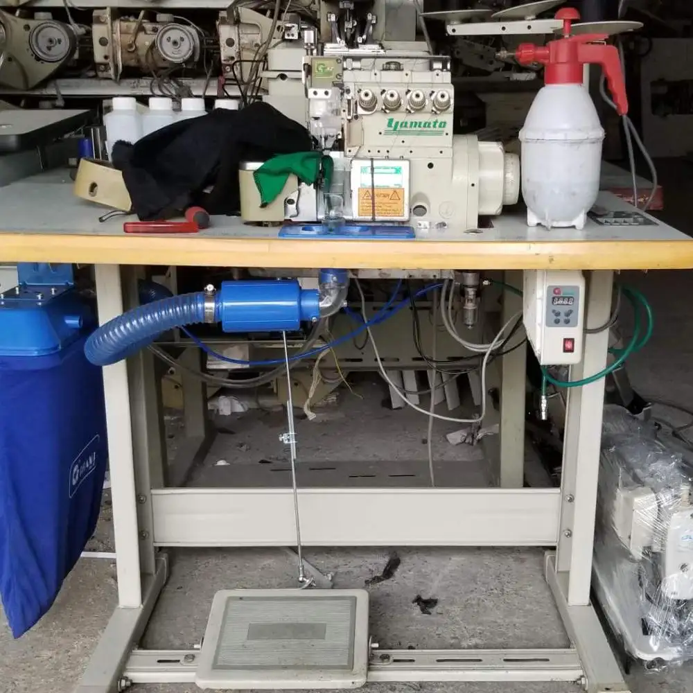 Uso yamato Industrial overlock máquina automática de pie de elevación y succión de trimmer
